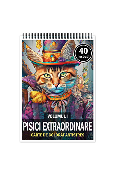 Legendary Gifts Carte de colorat antistres, 40 de ilustratii, Pisici Extraordinare - Volumul I