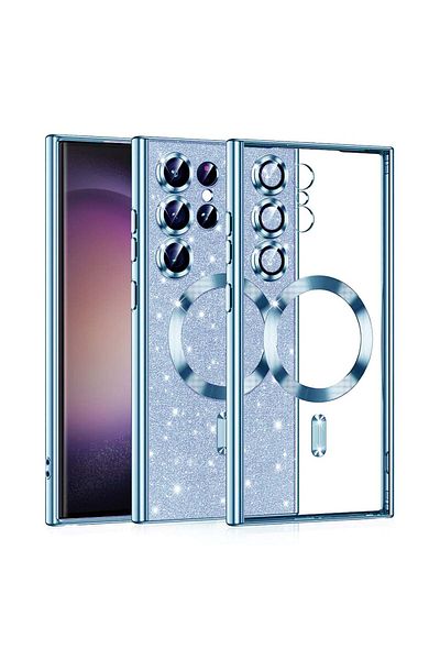 Techsuit Case for Samsung Galaxy S23 Ultra - Techsuit Luxury Glitter MagSafe - Light Blue