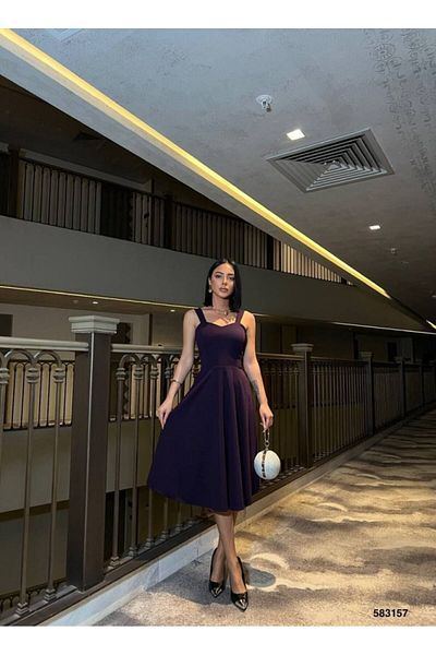 Kaplan Gelirr Γυναικείο Φόρεμα Midi με λουράκι με καρδιά από ύφασμα κρεπ