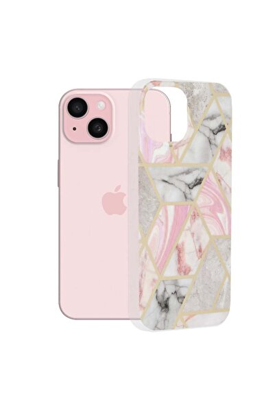 Techsuit Carcasă pentru iPhone 15 - Techsuit Marble Series - Hexagonal roz