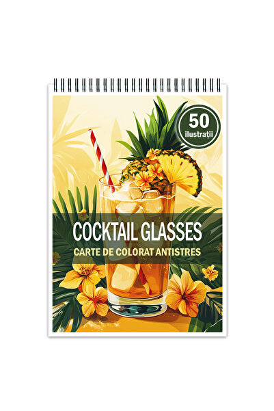 Legendary Gifts Βιβλίο ζωγραφικής κατά του στρες, 50 εικόνες, Ποτήρια κοκτέιλ