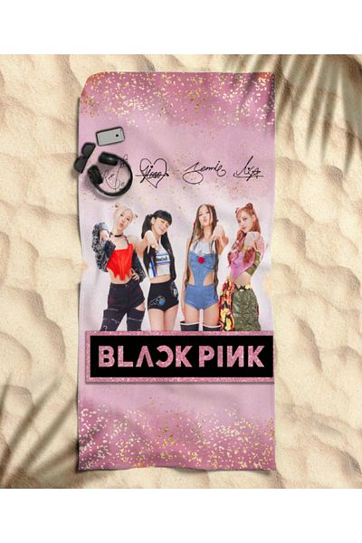 hediyechy Black Pink Pink Themed Beach Towel