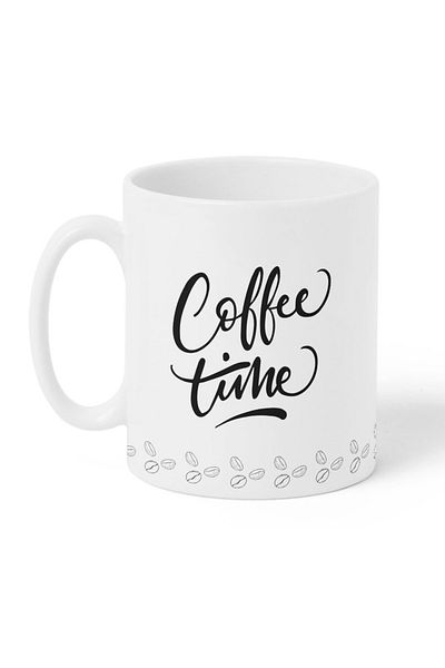 LOWHA 11 oz Ceramic Mug with Coffee Time Design