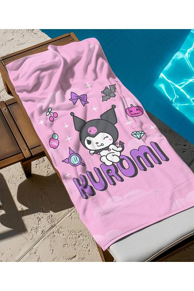 hediyechy Pink Kuromi Themed Beach Towel