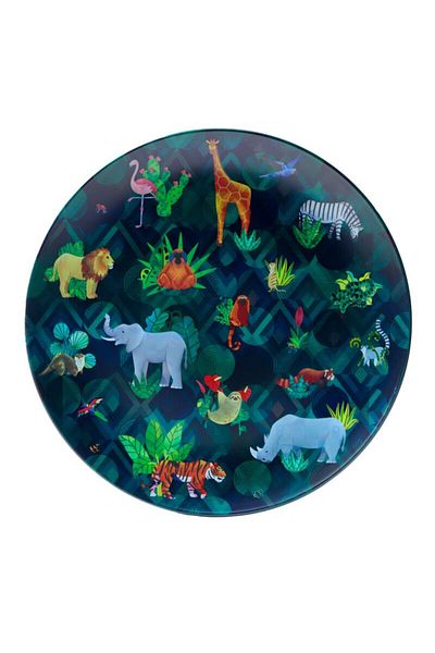 Animal Kingdom Set of 4 Picnic Plates, Camping, Garden, , Wild Animal Design, Recycled Plastic