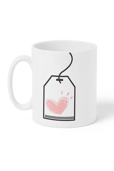 LOWHA 11 oz Ceramic Mug with Heart Design