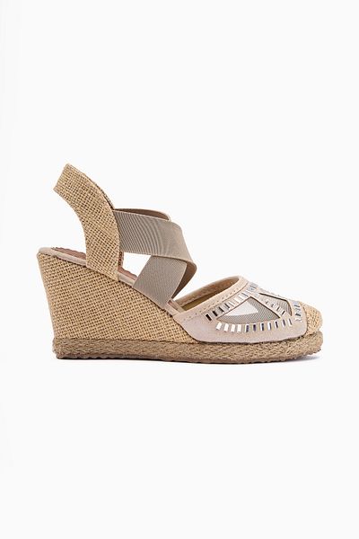 Limoya Meliza Mink Elastic Straw Sole Heeled Women's Sandals