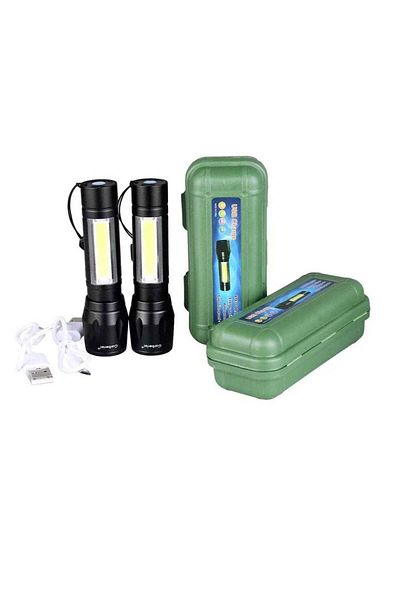 Generic Gabriel T6 + COB 2 LED Mini Flashlight with 3 Lighting Modes - Built-in Battery, Flashlight