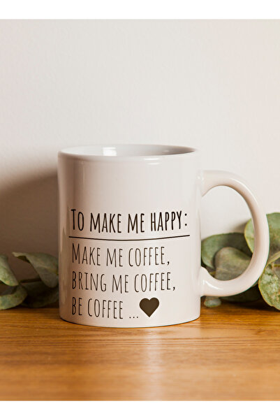 LOWHA 11 oz Ceramic Mug with To Make Me Happy Design