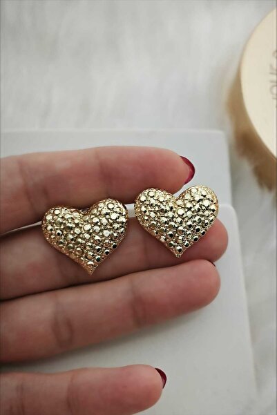 KYOLA DESİGN Kalp Tasarım Gold Kadın Küpe