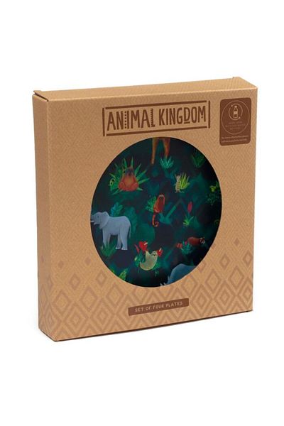 Animal Kingdom Set of 4 Picnic Plates, Camping, Garden, , Wild Animal Design, Recycled Plastic