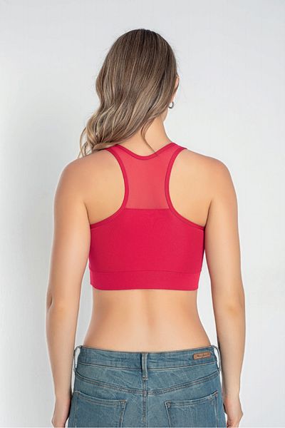 bazaar-turkey all you need Tulle Detailed Women's Crop Bustier 5910 Raspberry Red