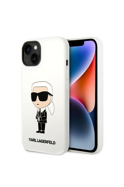 Karl Lagerfeld IPhone 14 Plus Case - Karl Lagerfeld Silicone (KLHCP14MSNIKBCH) - White Ikonik