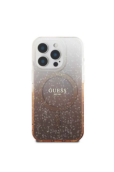 Guess Case for iPhone 16 Pro - Guess IML Glitter Gradient MagSafe (GUHMP16LHGRCELW) - Brown