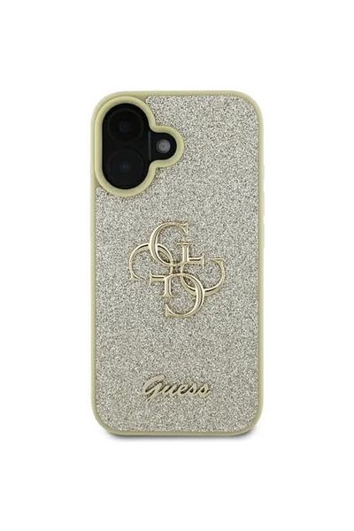 Guess Case for iPhone 16 - Guess Glitter Fixed Big 4G (GUHCP16SHG4SGD) - Gold