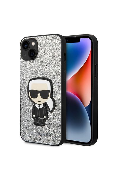 Karl Lagerfeld Carcasă pentru iPhone 14 Plus - Karl Lagerfeld Hardcase Glitter (KLHCP14MGFKPG) - Silver Flakes Ikonik