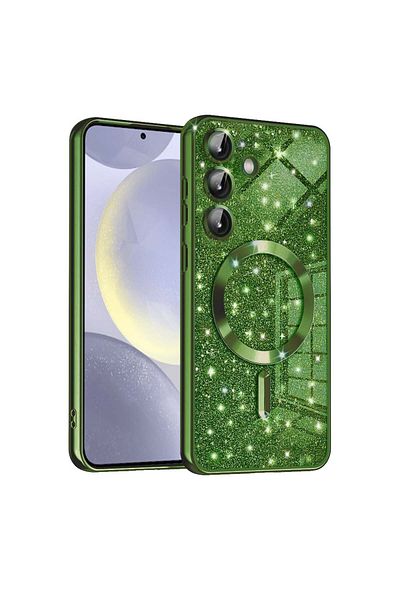Techsuit Case for Samsung Galaxy S24 - Techsuit Luxury Glitter MagSafe - Deep Green