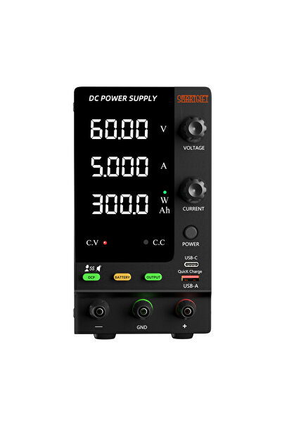 SMARTGIFT 0-60V/0-5A Ayarlanabilir Dc Güç Kaynağı Voltaj Regülatörü Şarj Fonksiyonlu Model (SİYAH)