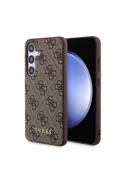 Guess Case for Samsung Galaxy S24 Plus - Guess Hardcase 4G Metal Gold Logo (GUHCS24MG4GFBR) - Brown