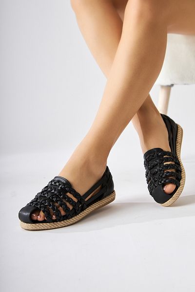 Limoya Solin Black Braided Women's Espadrille Shoes