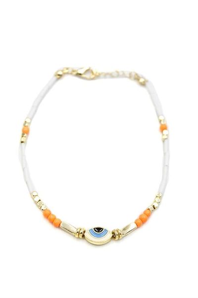 NETWORK ART Beaded eye anklet - orange