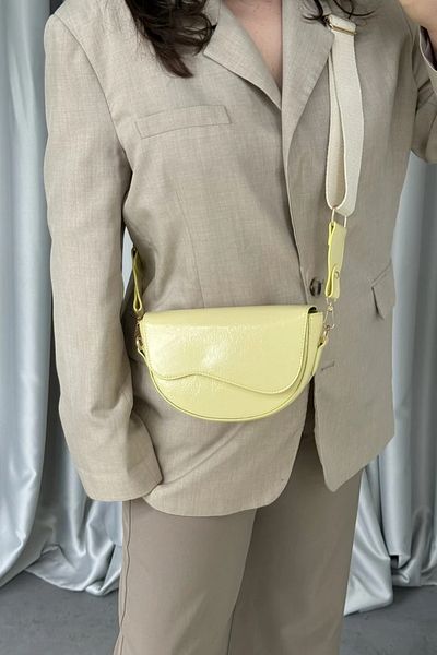 LEONAS Oval Curved Cover Women's Cross Shoulder Bag Vesley Yellow