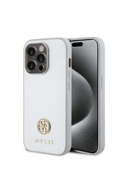 Guess Husă pentru iPhone 15 Pro Max - Guess Strass Metal Logo (GUHCP15XPS4DGPS) - Argintie