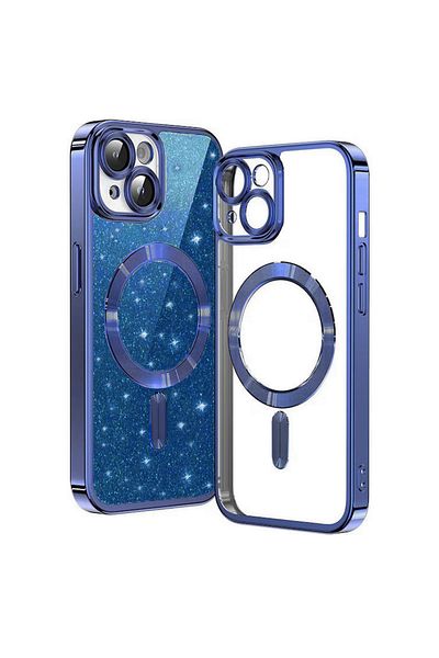 Techsuit Case for iPhone 15 Plus - Techsuit Luxury Glitter MagSafe - Deep Blue