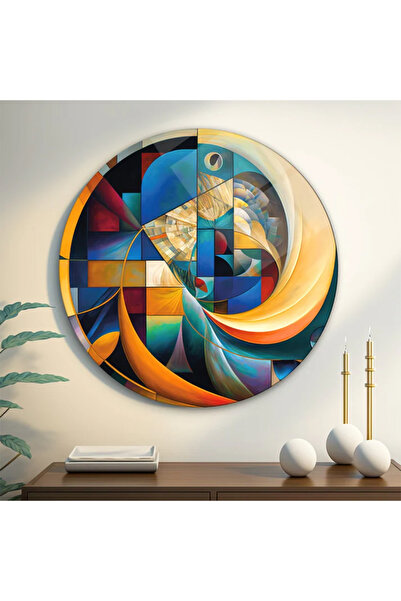 TAULART APSTRAKTNA SLIKA DIZAJN MODERNA NELOMILOVA LUKSUZNA OKRUGLA STAKLENA ...