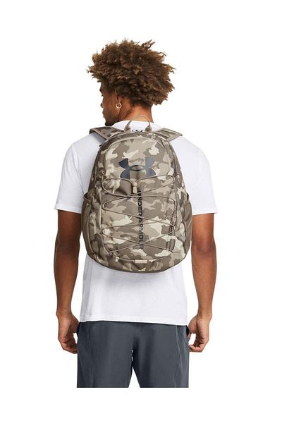 Under Armour Under Armour, Hustle Backpack with Zipper and Lined Back, Taupe Brown, Khaki