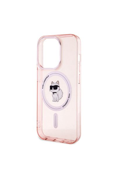 Karl Lagerfeld Carcasă pentru iPhone 15 Pro Max - Karl Lagerfeld IML MagSafe (KLHMP15XHFCCNOP) - Choupette roz