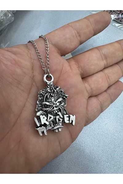 Herşey Nota Iron Maiden Rock Metal Band Chain Necklace – 60 cm |   Unisex Heavy Metal Accessory