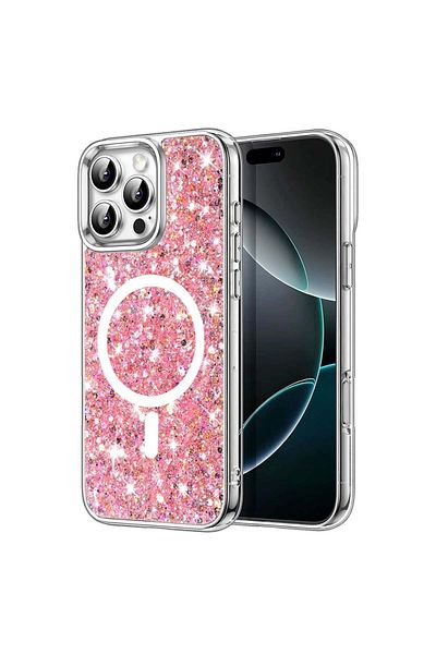 Techsuit Case for iPhone 16 Pro Max - Techsuit Sparkly Glitter MagSafe - Pink