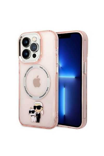 Karl Lagerfeld Carcasă pentru iPhone 14 Pro - Karl Lagerfeld Hardcase MagSafe (KLHMP14LHNKCIP) - Roz iconic Karl&Choupette