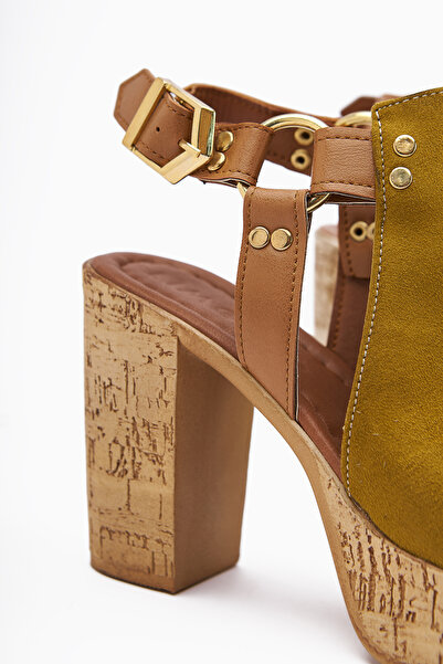 Limoya Dámské sandály na podpatku na platformě Hadel Green Suede