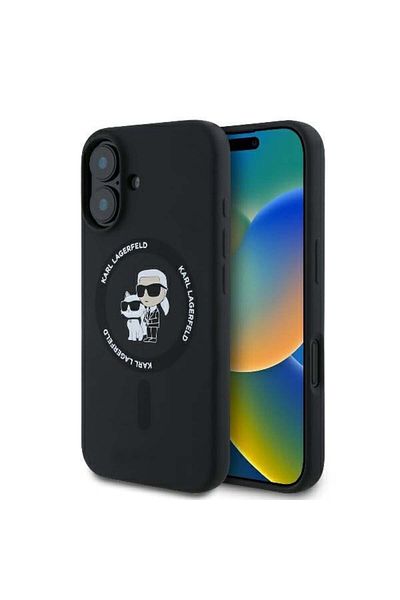 Karl Lagerfeld Husă pentru iPhone 16 Plus - Karl Lagerfeld cu inel din silicon MagSafe (KLHMP16MSCMKCRHK) - Karl&Choupette
