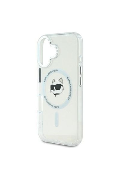 Karl Lagerfeld Case for iPhone 16 - Karl Lagerfeld IML MagSafe (KLHMP16SHLSCHH) - White Choupette`s Head