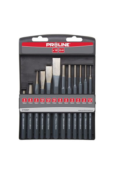 PROLINE Set of Cr-Va Chisels-Mandrels-Scoring Bits for Metal - 12P.