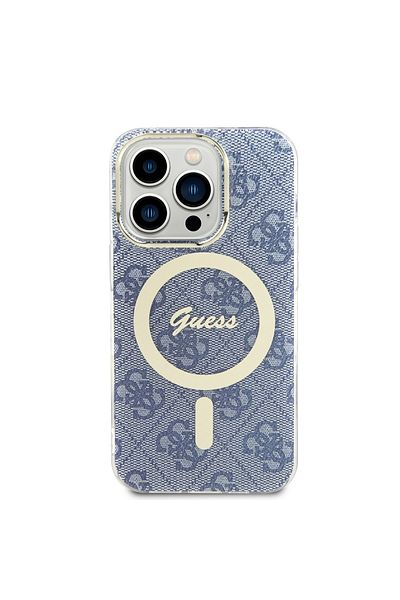 Guess Carcasă pentru iPhone 15 Pro - Guess IML 4G MagSafe (GUHMP15LH4STB) - Albastră