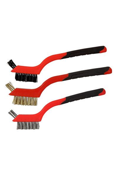 PROLINE STAINLESS STEEL-BRASS-PLASTIC CLEANING BRUSH SET - 3P.