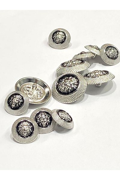 karantuhafiye Blazer Jacket Button Set 4+8 / Lion Model / Black Inside Silver