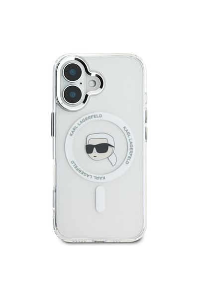 Karl Lagerfeld Case for iPhone 16 Plus - Karl Lagerfeld IML MagSafe (KLHMP16MHLSKIH) - White Karl`s Head