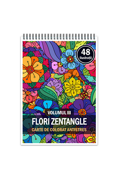 Legendary Gifts Carte de colorat antistres, 48 de ilustratii Flori Zentangle ...