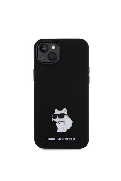 Karl Lagerfeld Carcasă pentru iPhone 15 Plus - Karl Lagerfeld Silicon (KLHCP15MSMHCNPK) - Broșă metalică Choupette