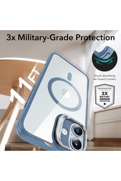 ESR IPhone 16 Case - ESR Classic Hybrid HaloLock Kickstand - Clear Blue