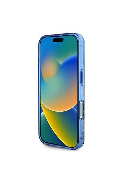 Guess Carcasă pentru iPhone 16 - Guess IML Bujor pe fundal 4G MagSafe (GUHMP16SH4PYEEB) - Albastră