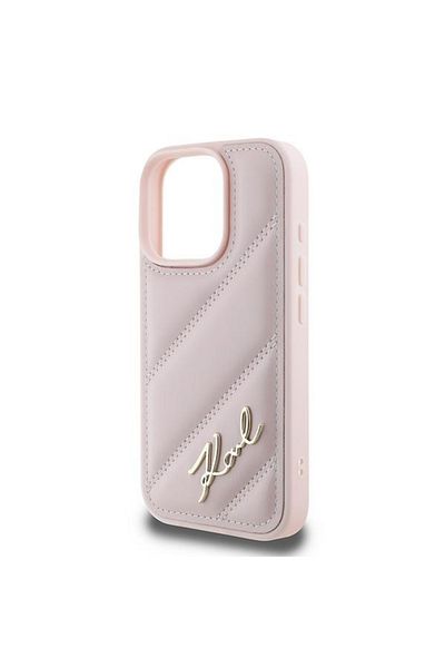 Karl Lagerfeld Carcasă pentru iPhone 16 Pro Max - Karl Lagerfeld Diagonal Quilted Script (KLHCP16XPQDSMGP) - Roz