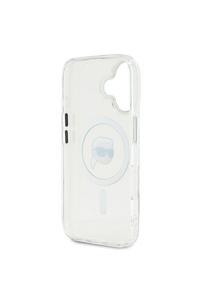 Karl Lagerfeld Case for iPhone 16 - Karl Lagerfeld IML MagSafe (KLHMP16SHLSKIH) - White Metal Karl`s Head