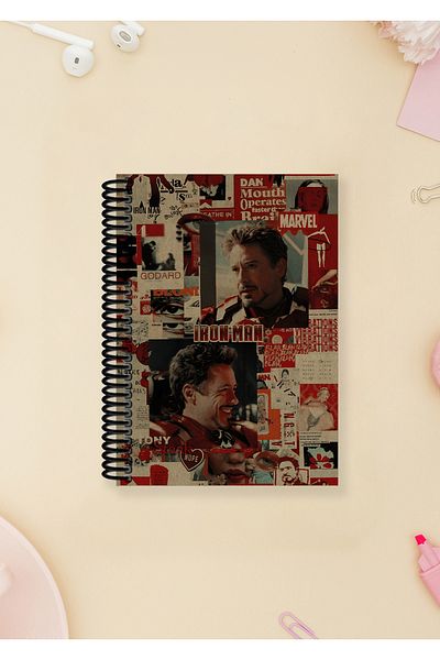Ludios Σημειωματάριο Tony Stark Collage Spiral A6 χωρίς γραμμή με κάλυμμα Kraft (100 φύλλα)