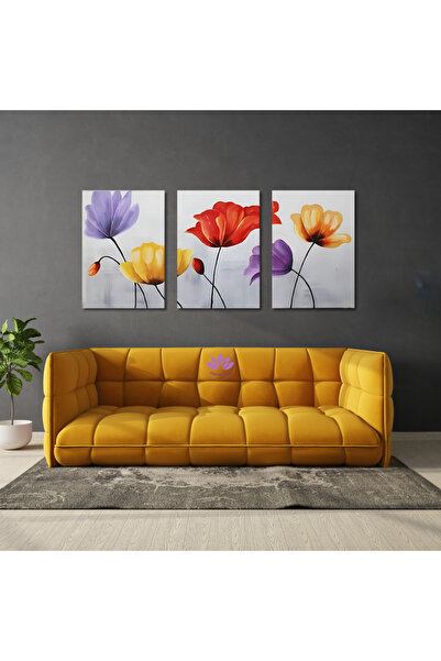 LİLYHOBBYLAND Sayılarla Boyama Hobi Seti Renkli Baskılı: Gelincikler 3 lü set